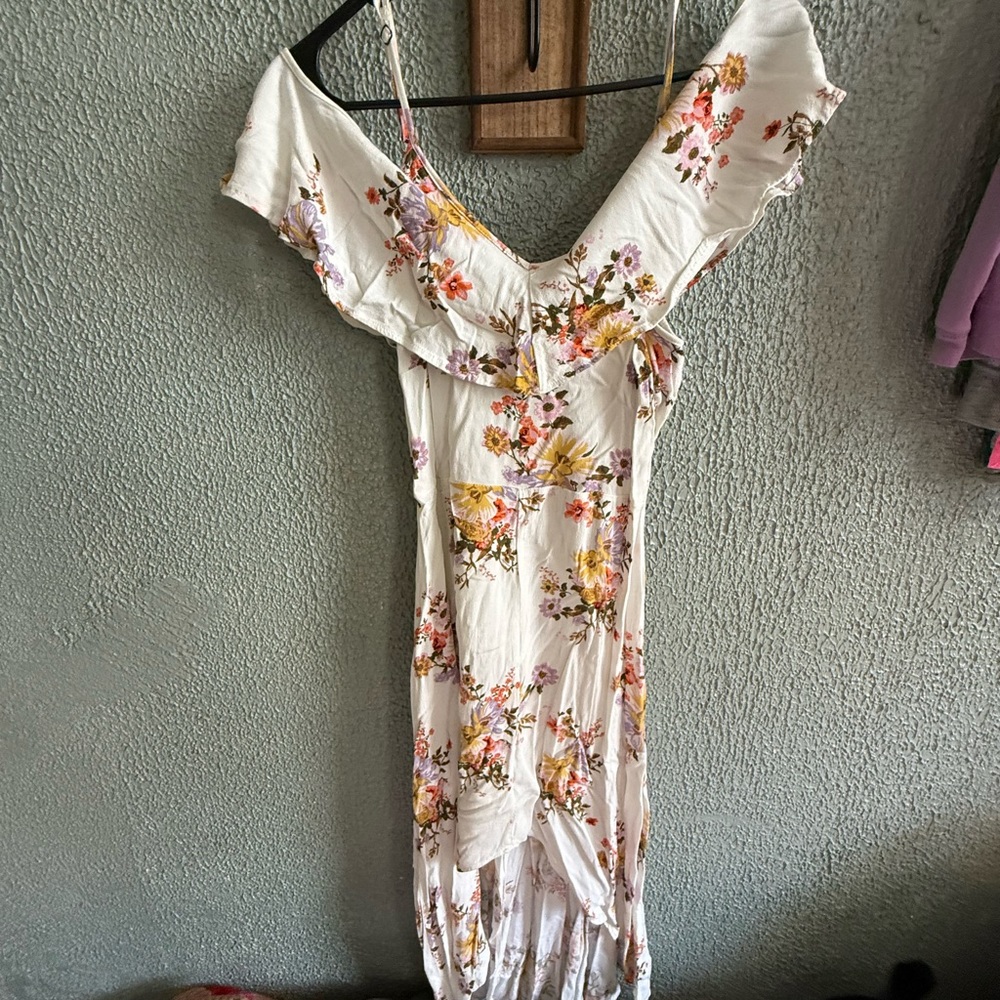 Rewind Strapless Floral Dress - Cream and Multicolor